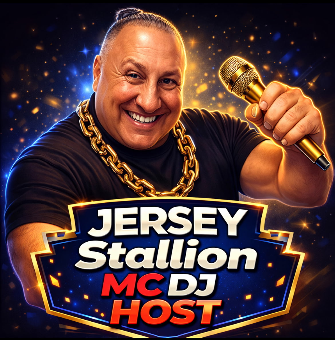 Jersey Stallion DJ with microphone